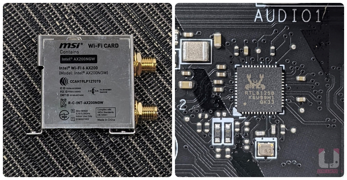 Intel Wi-Fi 6 AX200 無線網路卡,支援 Bluetooth 5.1、Realtek RTL8125B 2.5Gbps 網路控制器。