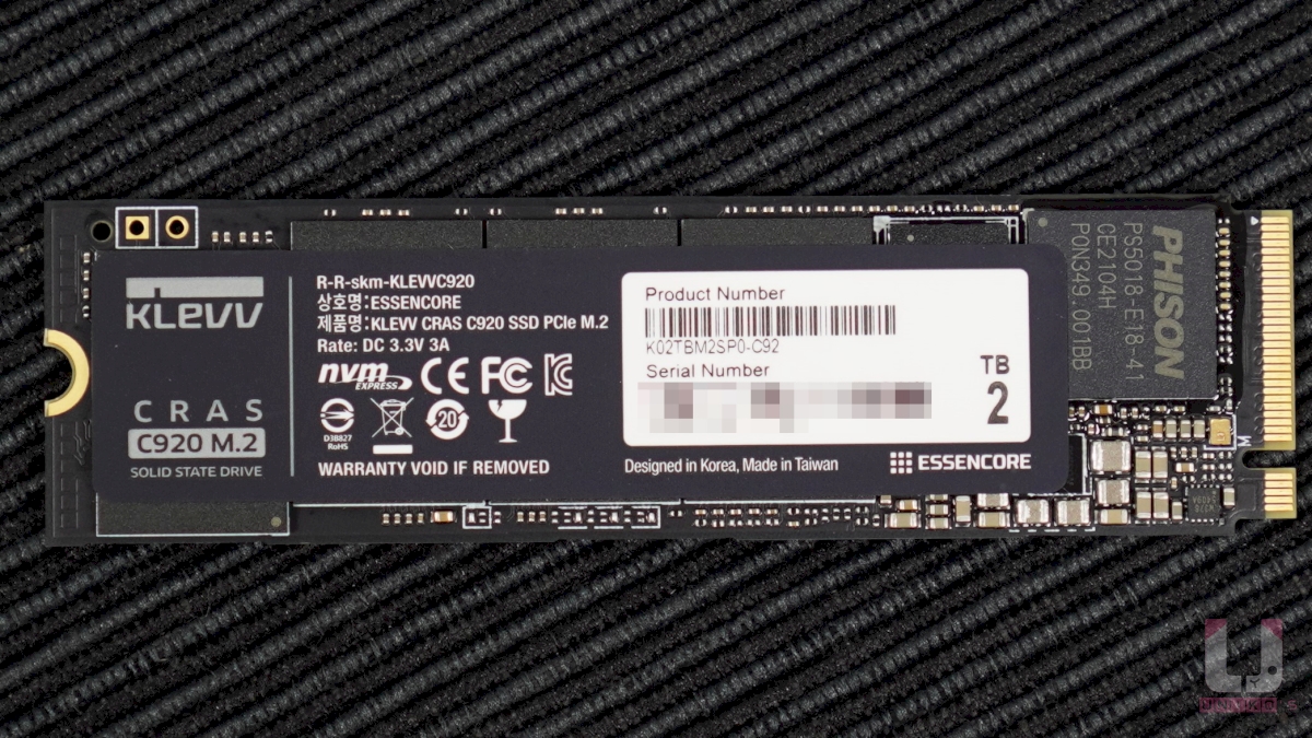 KLEVV CRAS C920 Gen4x4 2TB M.2 SSD 正面
