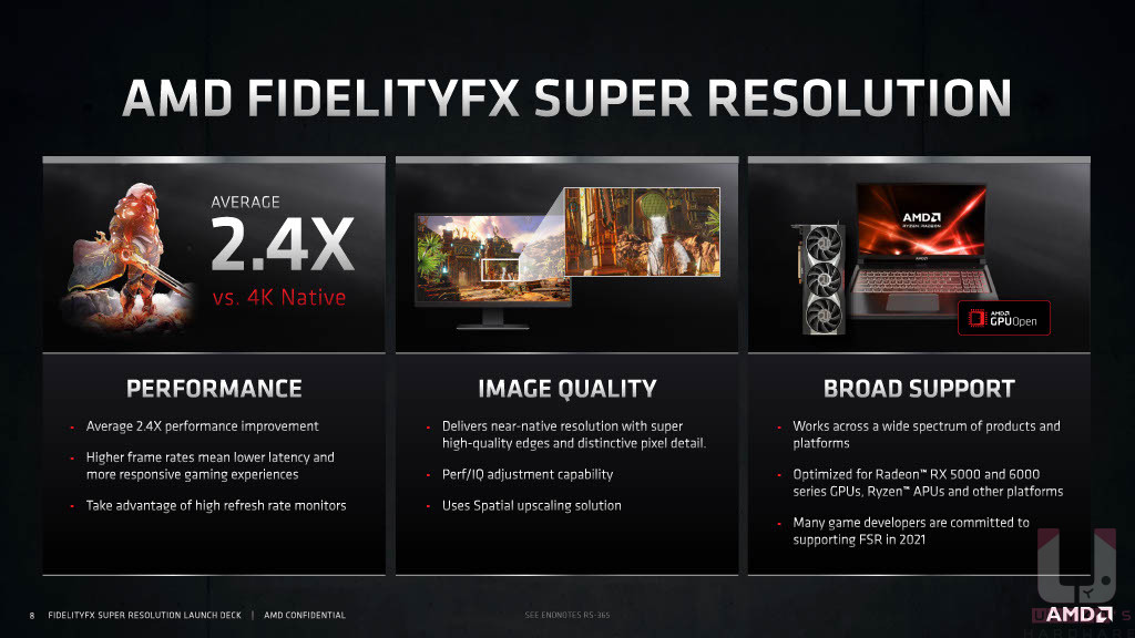 AMD FidelityFX Super Resolution 特點。