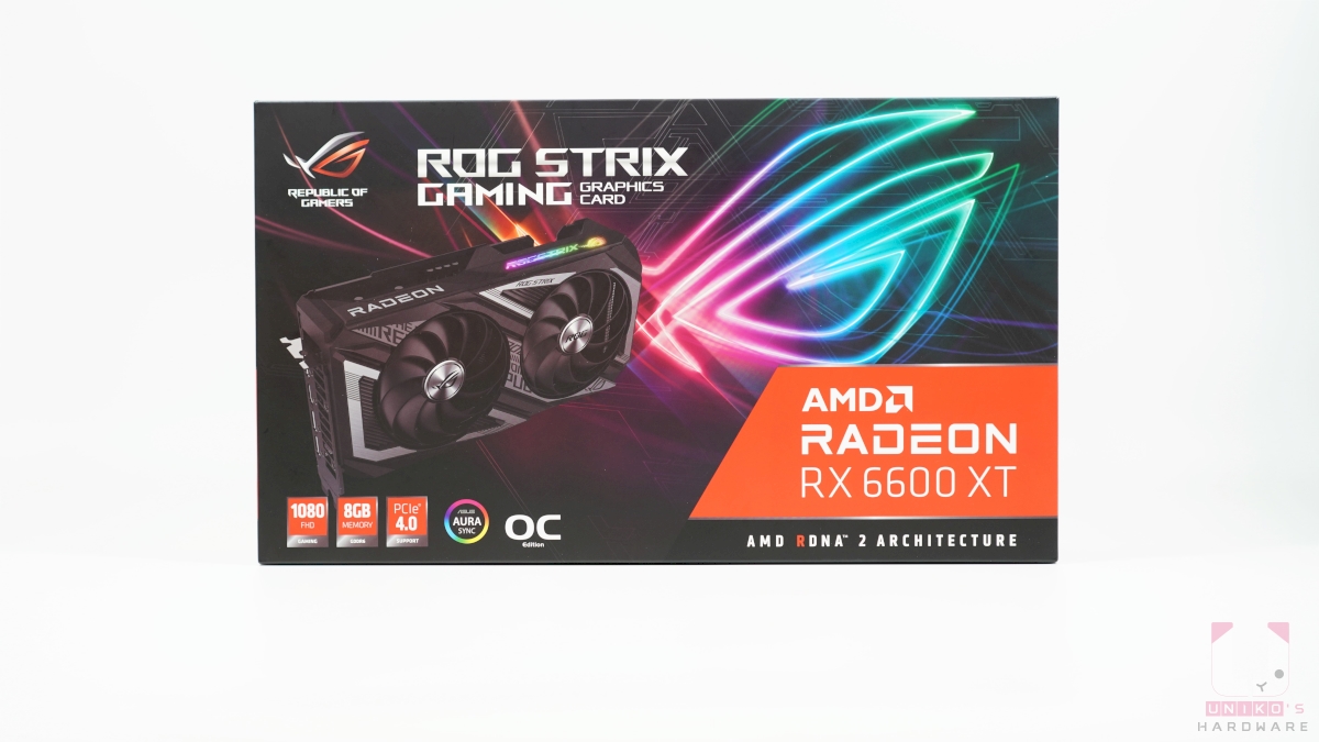 ROG Strix Radeon RX 6600 XT 包裝正面