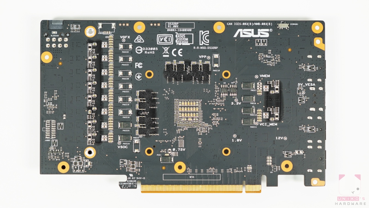 ROG Strix Radeon RX 6600 XT OC PCB 電路板背面