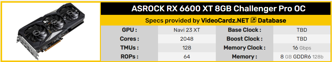 ASRock RX 6600 XT Challenger PRO 規格