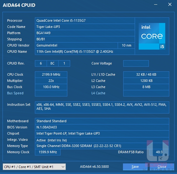 AIDA64 CPU 資訊