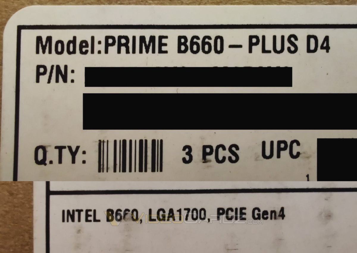 ASUS PRIME B660 標籤與 PCIe Gen4 資訊，來源：VideoCardz。