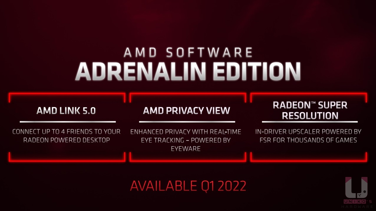 新版 AMD Software: Adrenalin Edition 繪圖驅動軟體預計在 2022 年第 1 季釋出。