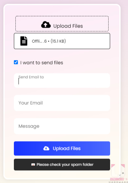 勾選 I want to send files 可以把下載連結寄給別人。