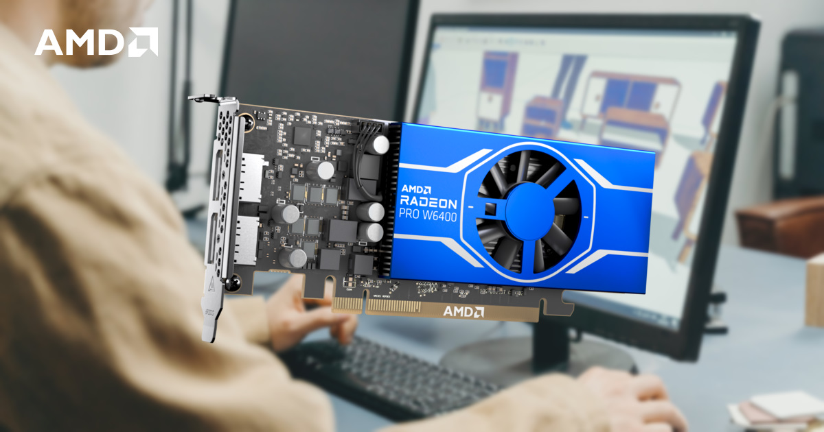 全新 AMD Radeon PRO W6400 繪圖卡提供比前一代產品高達 3 倍的效能提升