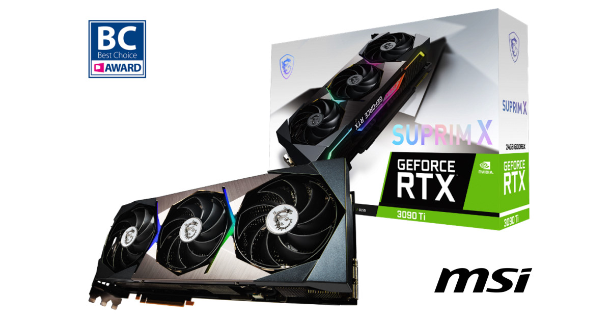 MSI GeForce RTX 3090 Ti SUPRIM X 24G 顯示卡榮獲 COMPUTEX 2022 Best Choice Award