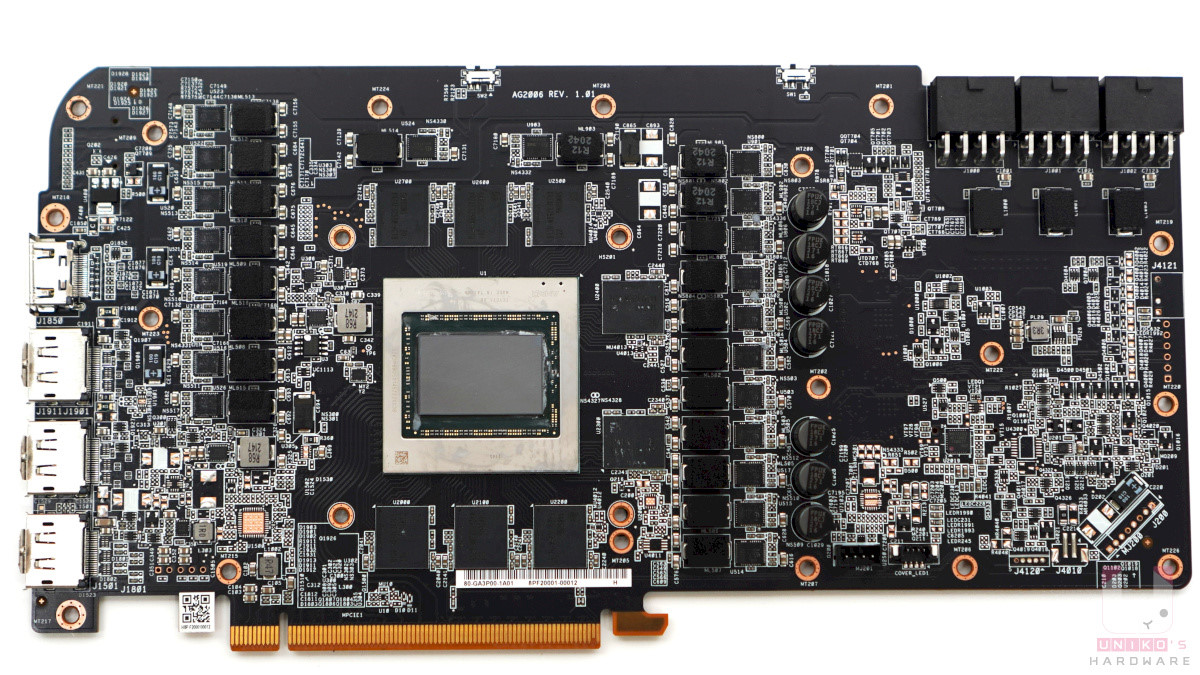 ASROCK Radeon RX 6950 XT OC Formula 16GB PCB 正面。