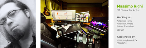 Righi 的創意工作區採用 NVIDIA Studio 技術。
