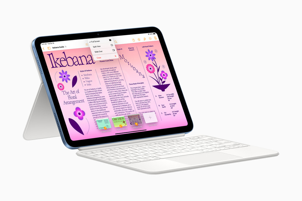 專為新款 iPad 設計的全新巧控鍵盤雙面夾帶來出色的打字體驗、可隨處點擊的觸控式軌跡板，與多功能的兩件式設計。